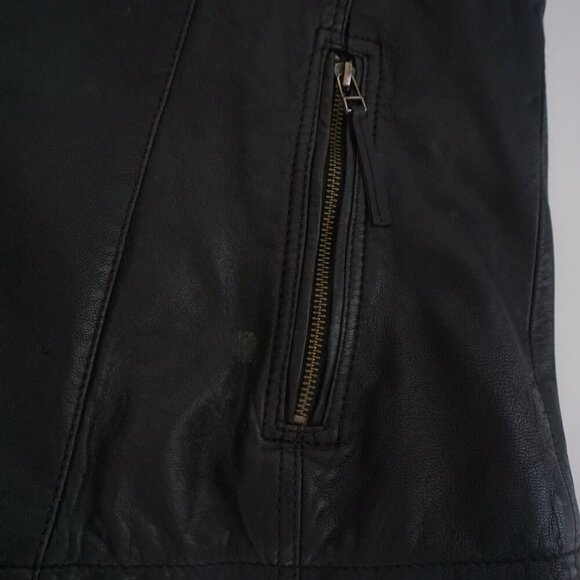 Vintage 1986 Danielle Leather Black 100% Soft Leather Zip Up Moto Biker Jacket L - Picture 5 of 14